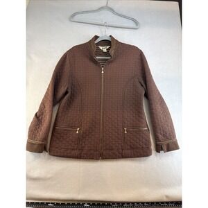 Blast Women's Jacket, Size Large, Vintage, Casual, Zipper Front,‎ Brown w/ Gold